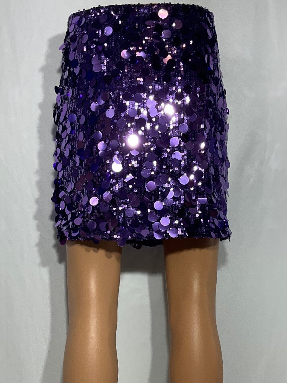 Miduo Sz XL Purple Sequin Mini Skirt - Picture 3 of 10
